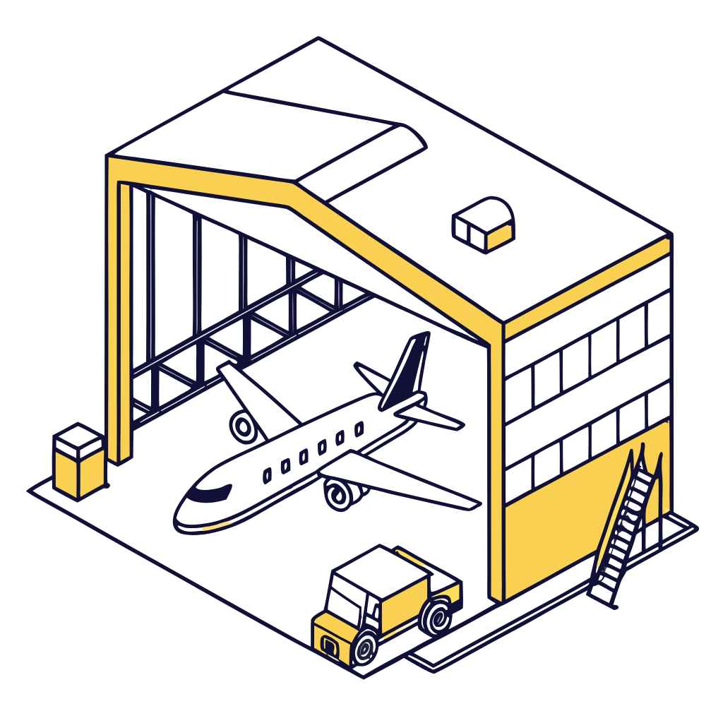 Flughafen Bodenabfertigung und Hangarbetrieb