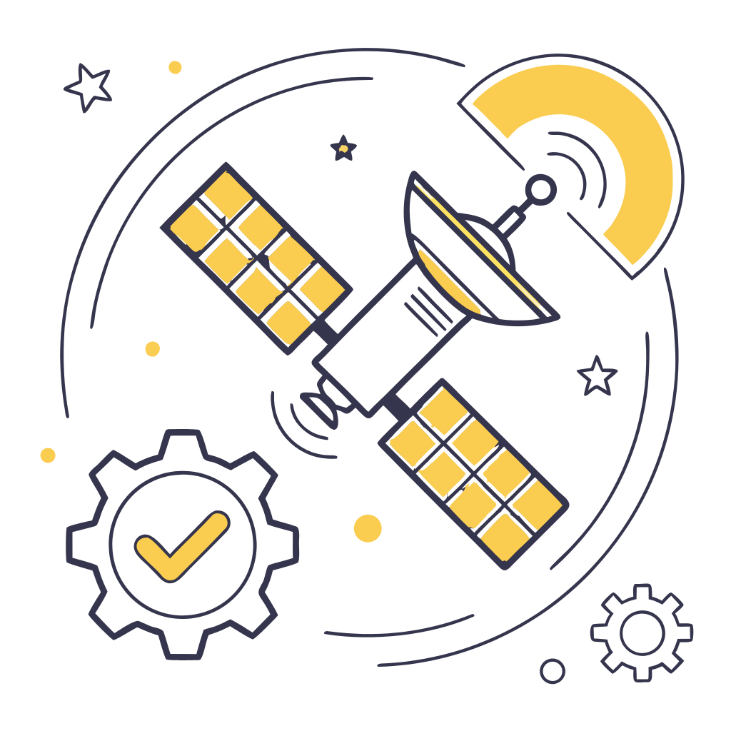 Satellitenintegration und Testeinheiten