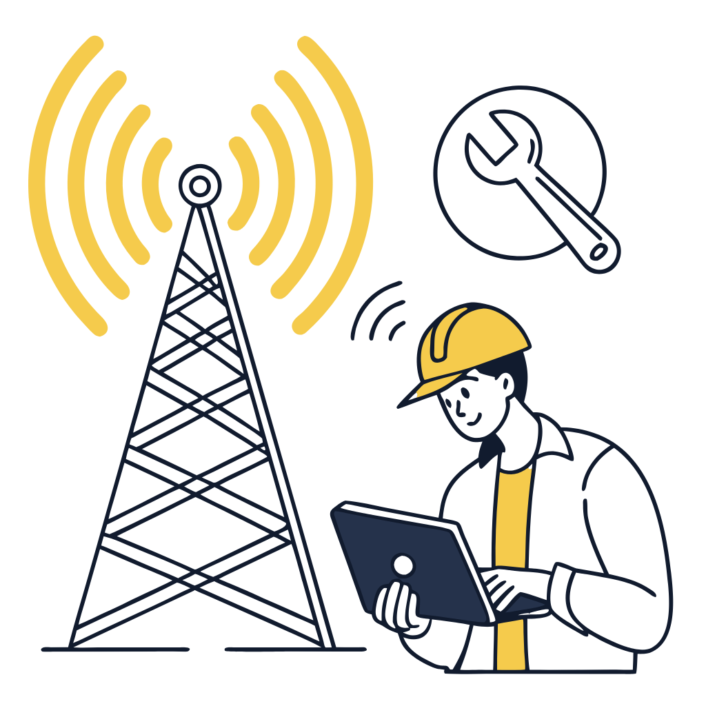 Vor Ort Telekommunikations fehlerbehebung und Inbetriebnahme