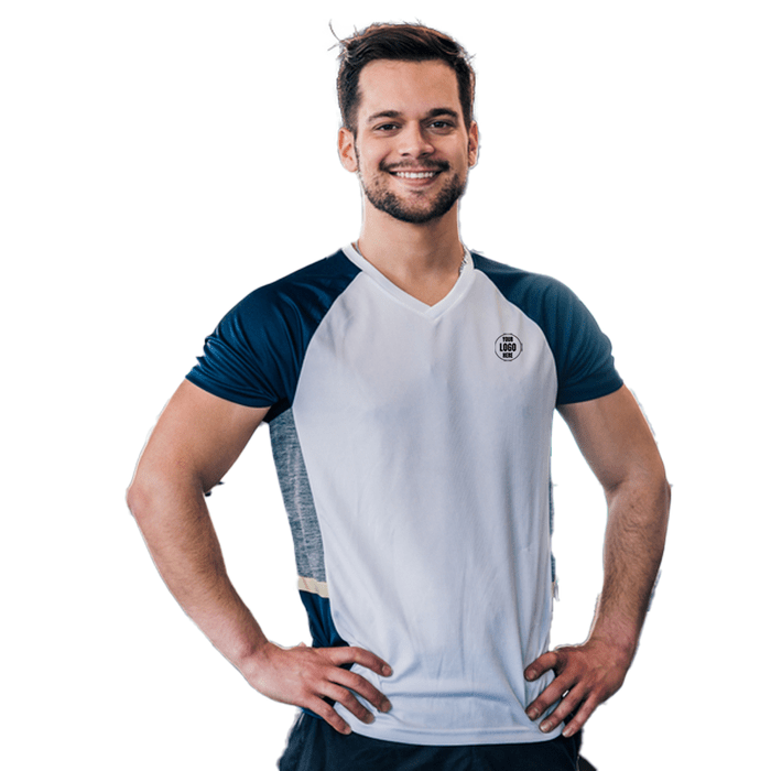 Weiß-blaues T-Shirt
