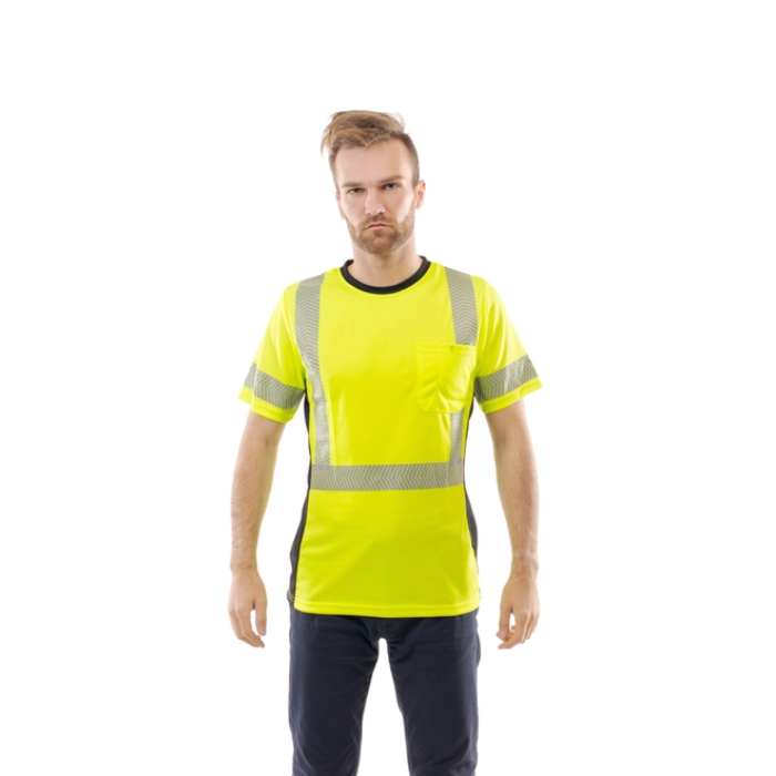 Kurzärmeliges gelbes Industrie-T-Shirt