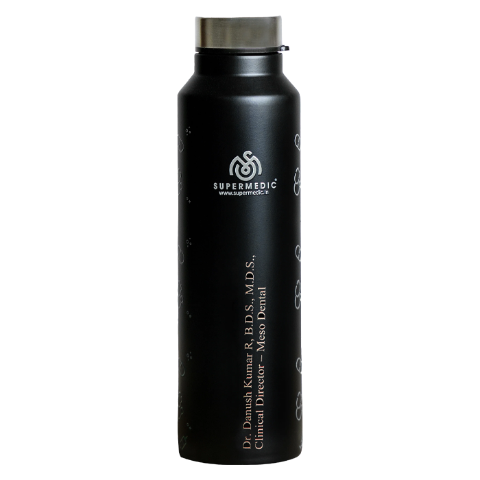 Schwarze Edelstahl-Wasserflasche